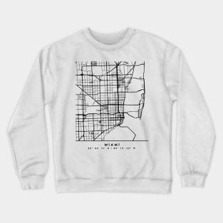 MIAMI FLORIDA BLACK CITY STREET MAP ART Crewneck Sweatshirt